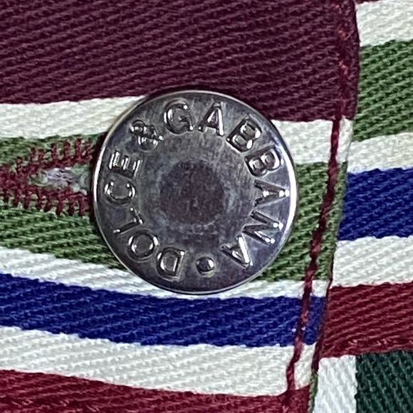 Dolce Gabbana Denim Striped Mini Skirt sz 44 Italy - Picture 6 of 6